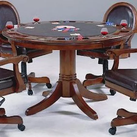 Single Pedestal Game Table with Reversible Top